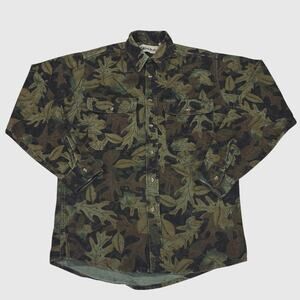 Vtg Chamois Flannel Shirt Mens Medium Tall Camo Button Up Long Sleeve USA *READ*